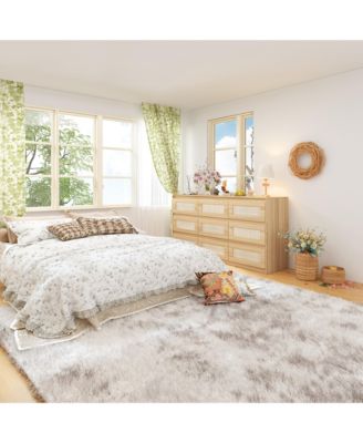 9-Drawer Rattan Bedroom Dresser, Modern Chest with Deep Drawers