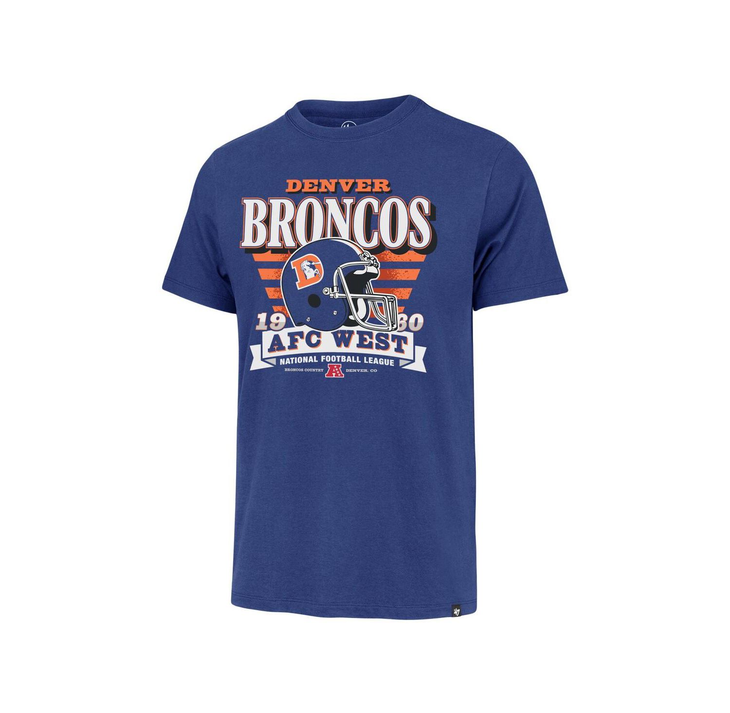 Men's Royal Denver Broncos Stripe Splash Franklin Throwback T-Shirt