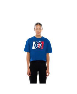 Women's Royal Chicago Cubs Boxy Foil Logo T-Shirt