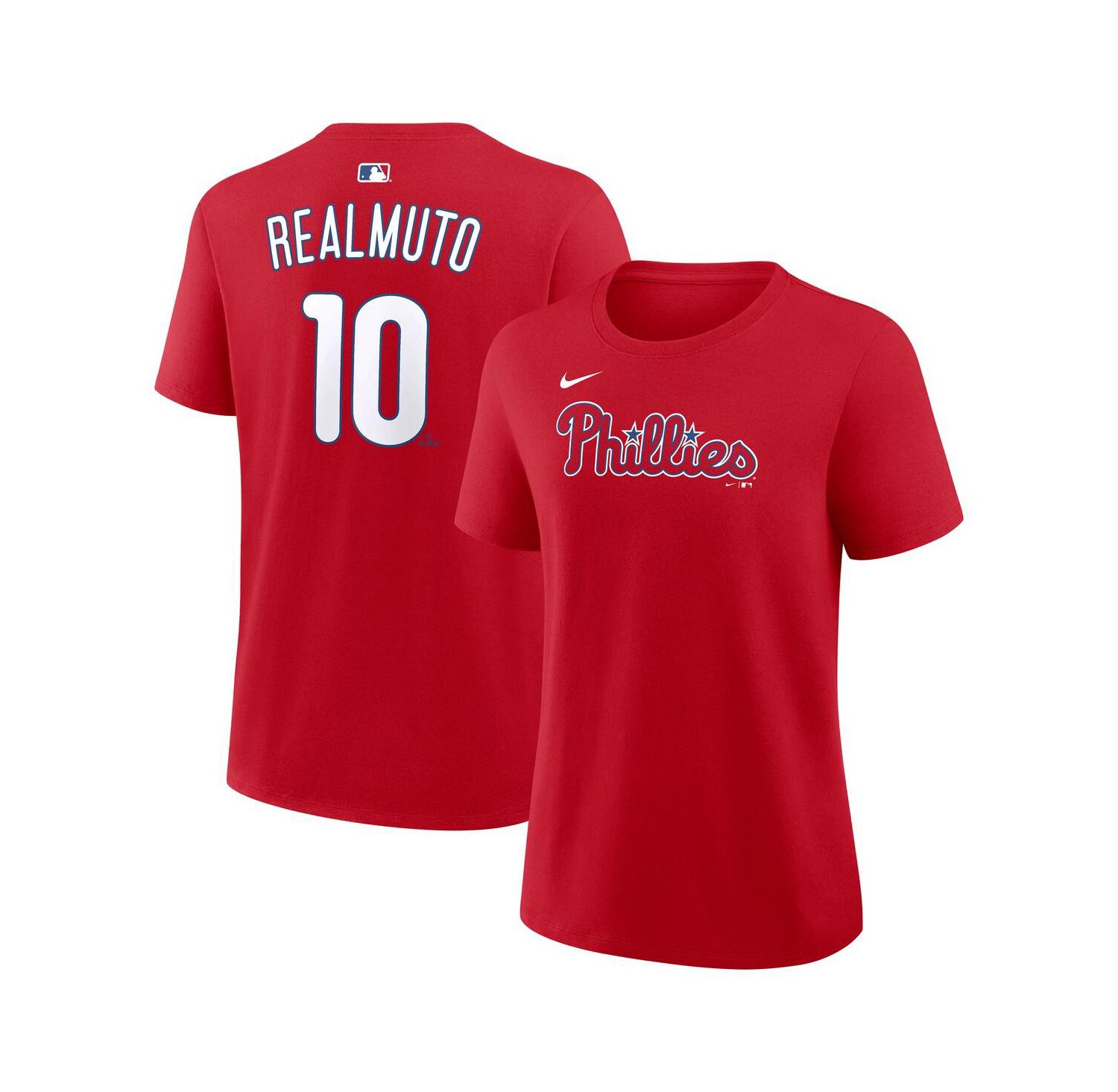 Women's J.T. Realmuto Red Philadelphia Phillies Name & Number T-Shirt