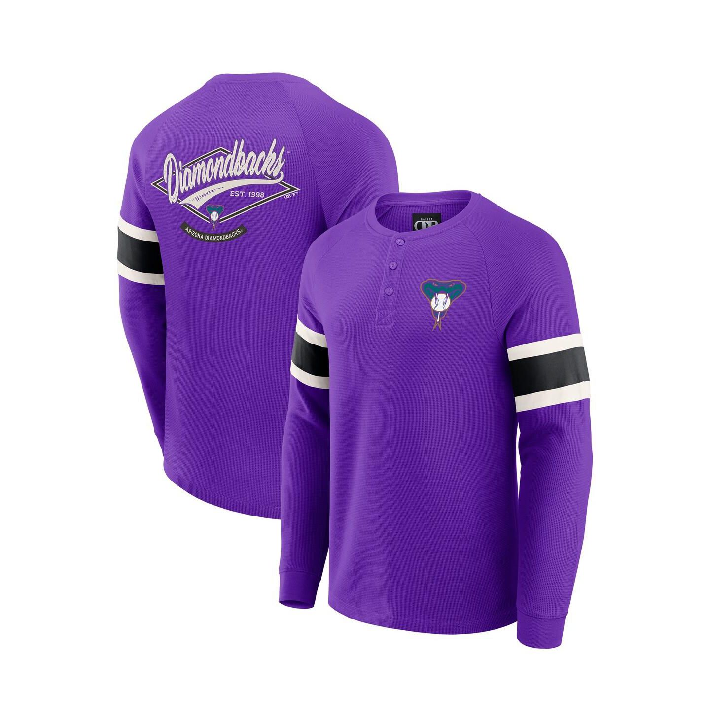 Мужская футболка Fanatics Darius Rucker Collection By Purple Arizona Diamondbacks Waffle-Knit Raglan Long Sleeve Henley — фото 1