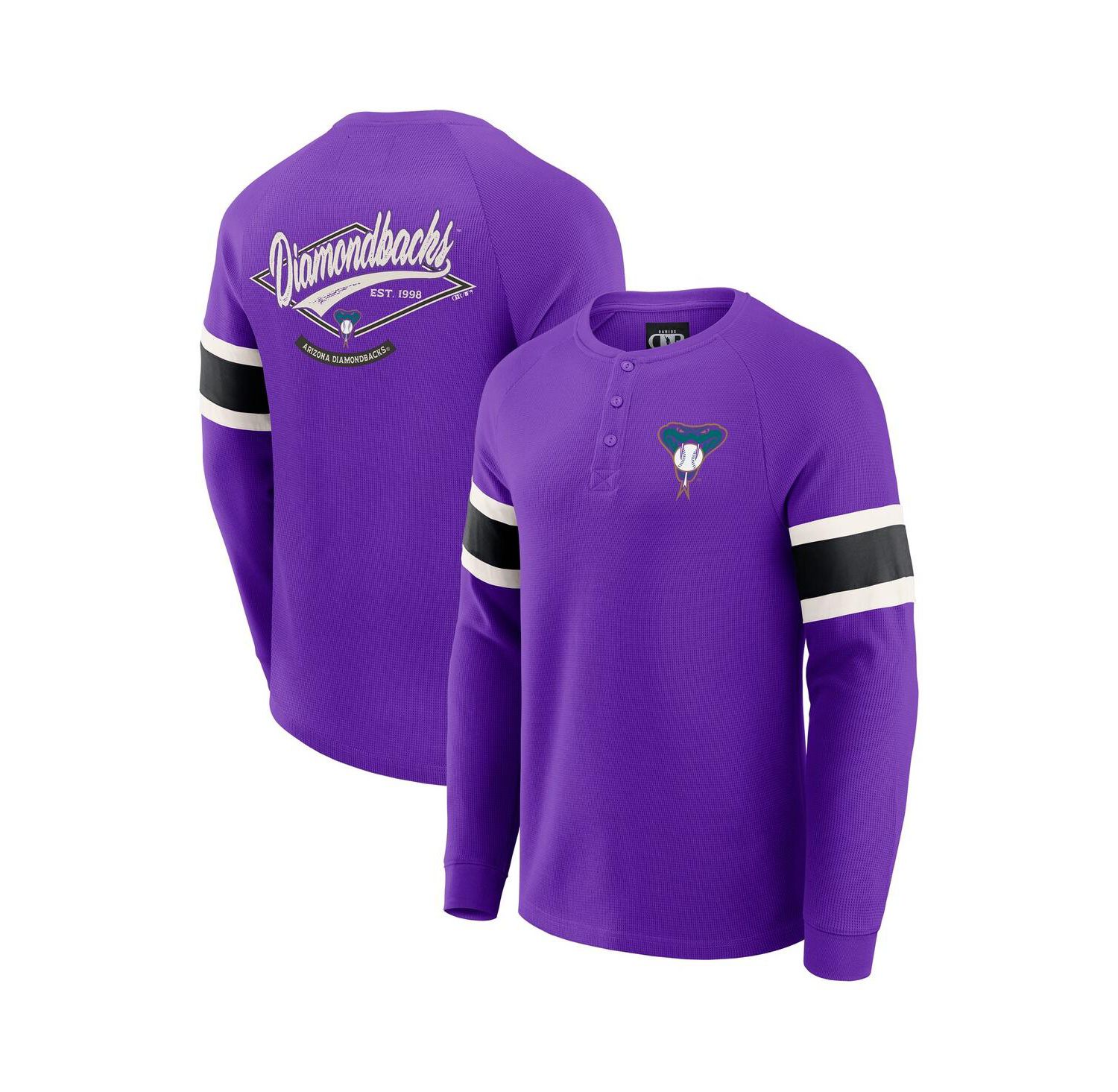 Darius Rucker Collection By Men's Purple Arizona Diamondbacks Waffle-Knit Raglan Long Sleeve Henley T-Shirt