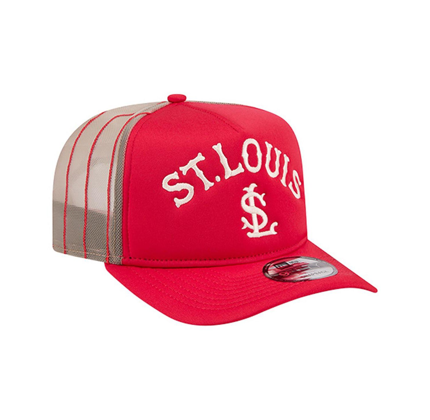 Men's Red St. Louis Cardinals Vintage Arched Foam Front 9FIFTY A-Frame Adjustable Trucker Hat