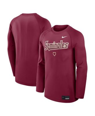Men's Garnet Florida State Seminoles Dugout Game Time Raglan Dri-FIT Long Sleeve T-Shirt