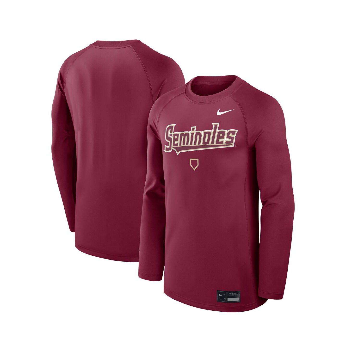 Мужская футболка Nike Garnet Florida State Seminoles Dugout Game Time Raglan Dri-FIT Long Sleeve — фото 1