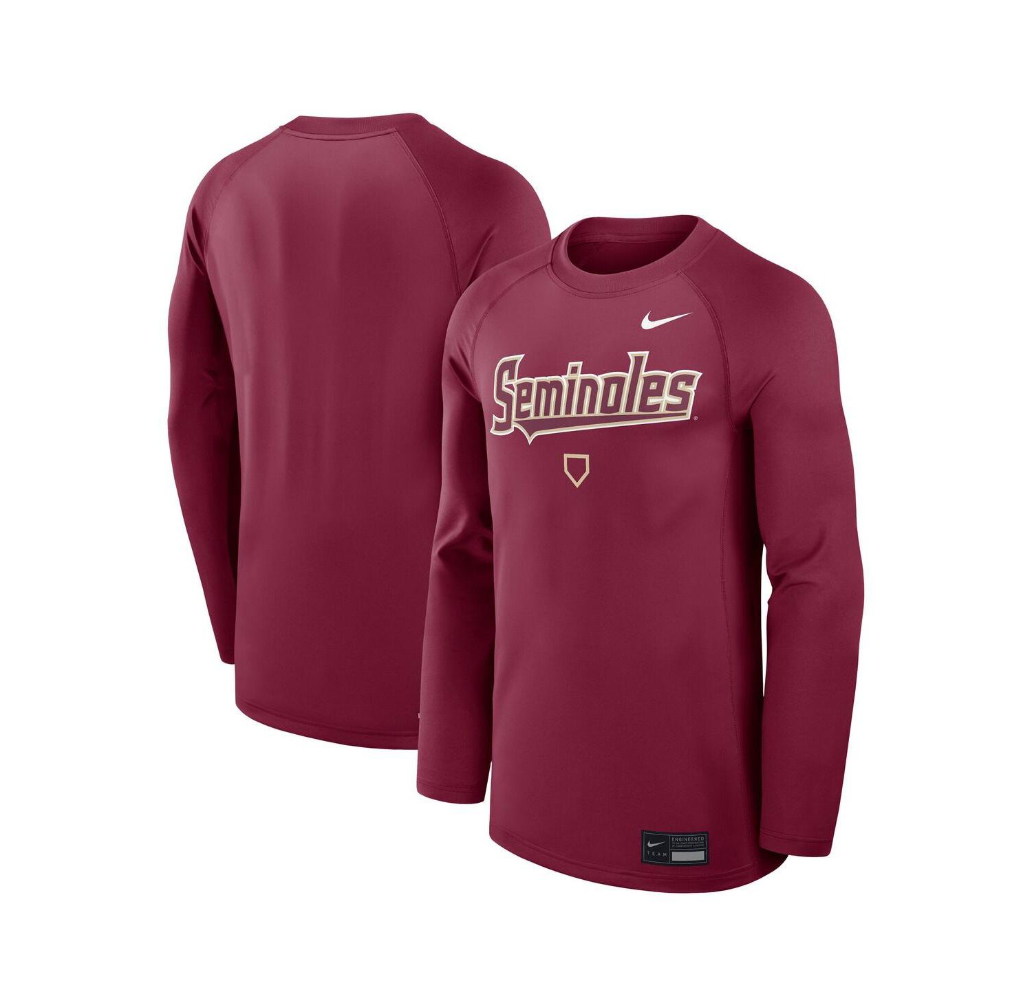 Men's Garnet Florida State Seminoles Dugout Game Time Raglan Dri-FIT Long Sleeve T-Shirt