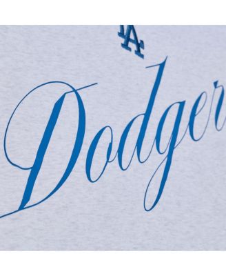 Women's Heather Gray Los Angeles Dodgers Script Cropped Boxy T-Shirt