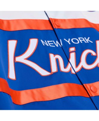 Men's Royal New York Knicks Hardwood Classics Head Coach Lightweight Satin Full-Snap Jacket