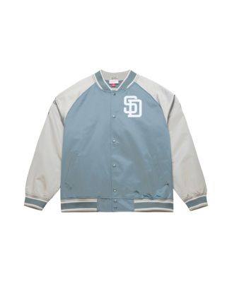 Mitchell Ness Men's Gray San Diego Padres Thunderstorm Head Coach Lightweight Satin Full-Snap Jacket