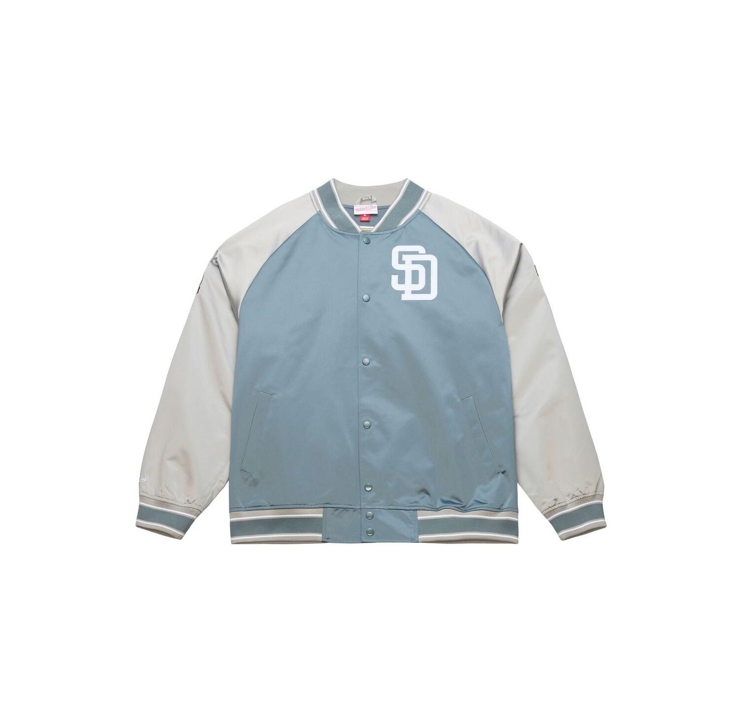 Mitchell Ness Men's Gray San Diego Padres Thunderstorm Head Coach Lightweight Satin Full-Snap Jacket