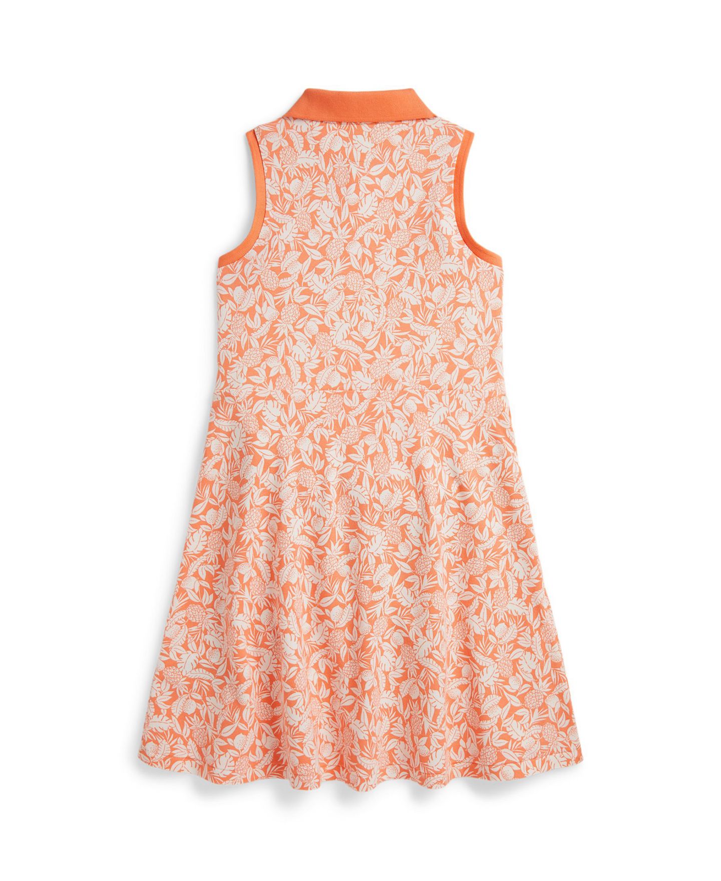 Платье Polo Ralph Lauren Pineapple Faux-Wrap Mesh Polo Dress для девочек, цвет: Оранжевый с принтом — фото 2