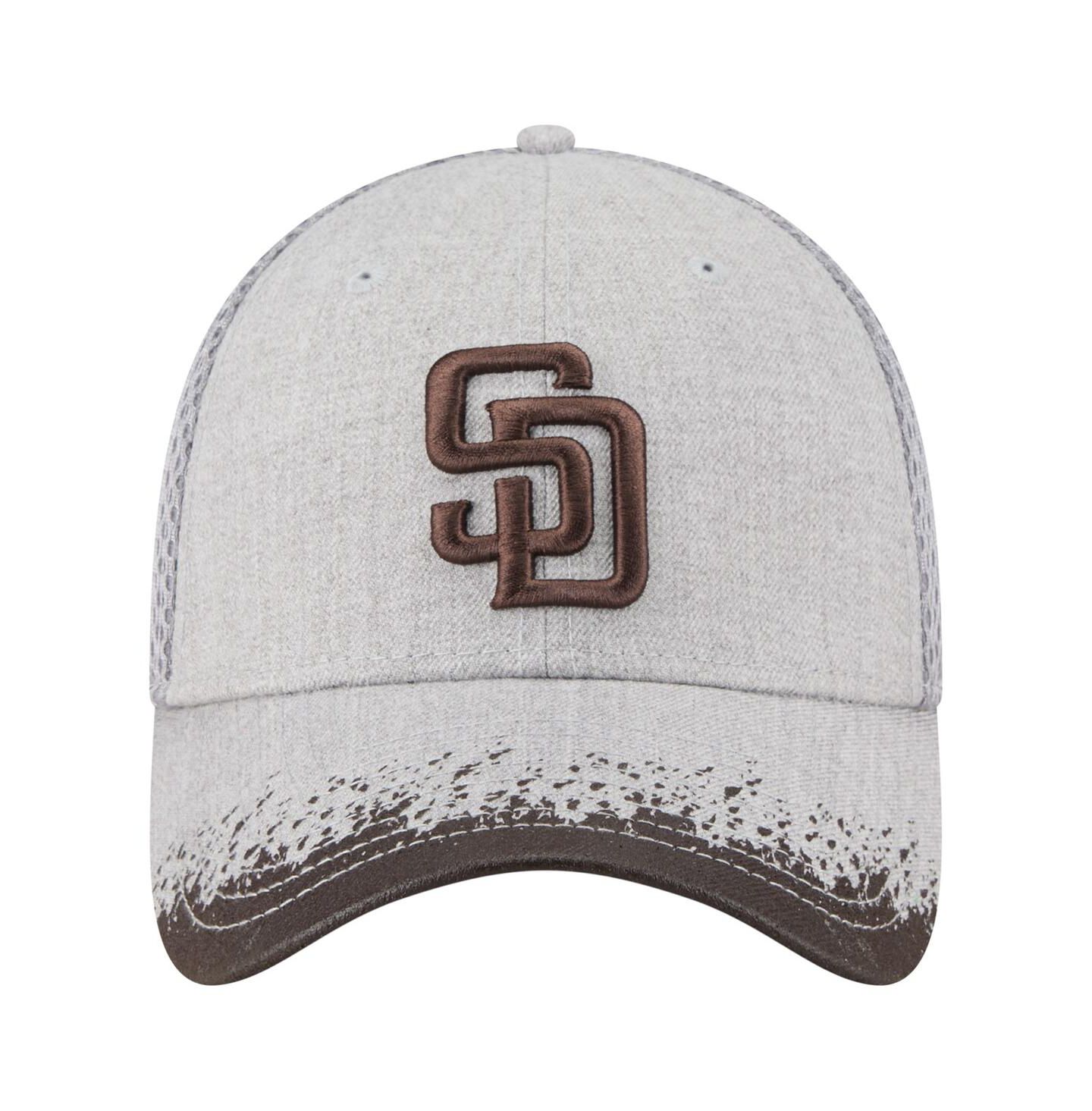 Мужские козырьки New Era Gray San Diego Padres Paint Splatter 39THIRTY Flex Hat — фото 2