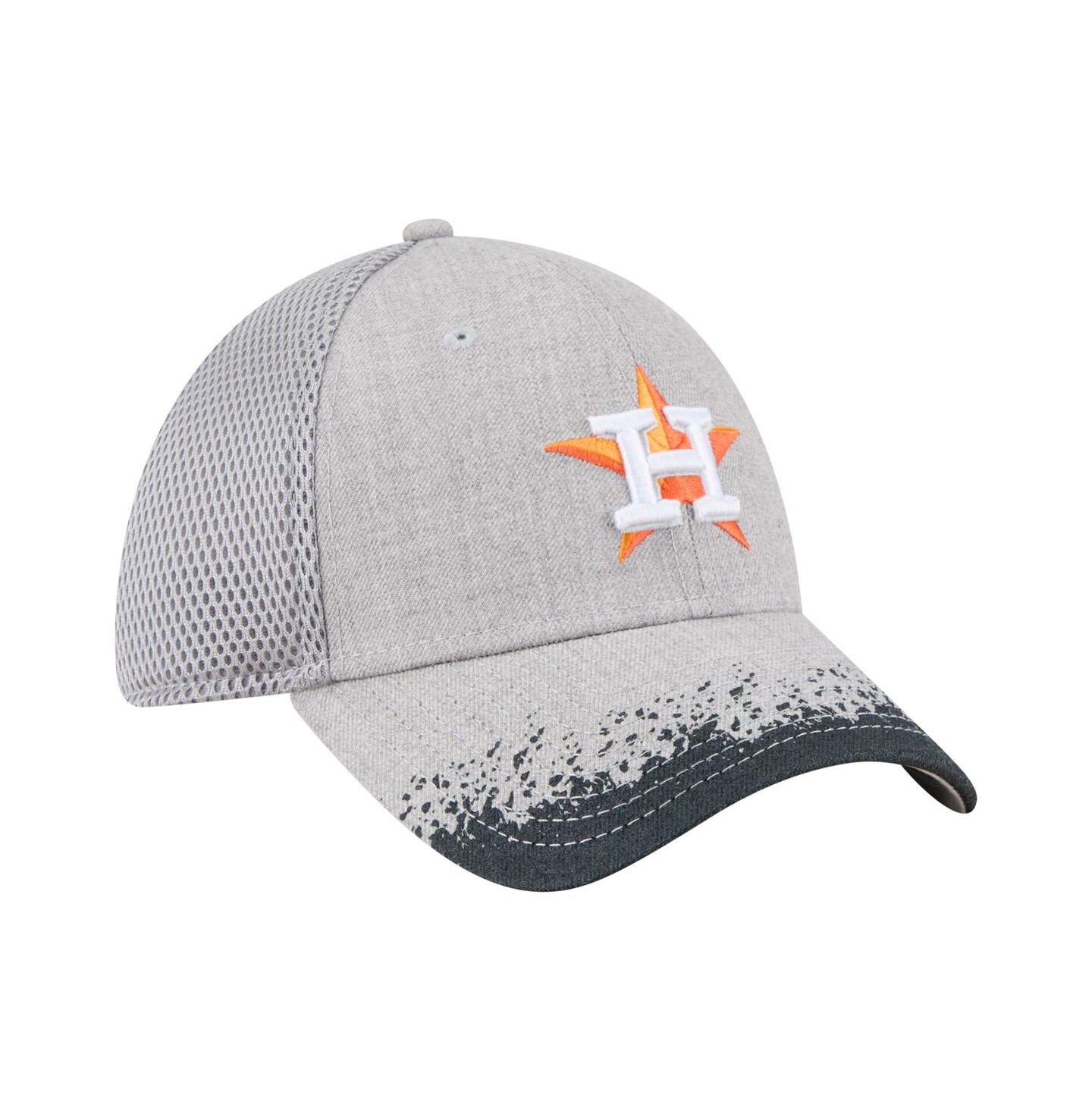 Мужские козырьки New Era Gray Houston Astros Paint Splatter 39THIRTY Flex Hat — фото 3