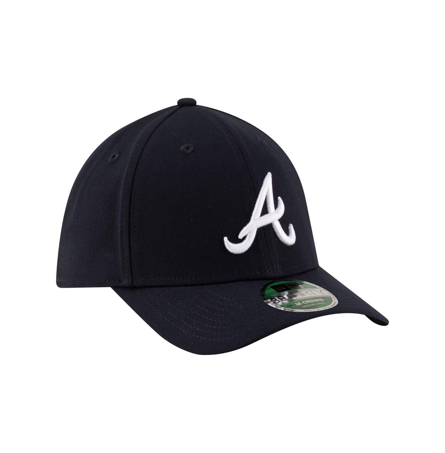 Мужская кепка New Era Navy Atlanta Braves Player Replica 39THIRTY M-Crown Flex Hat — фото 3
