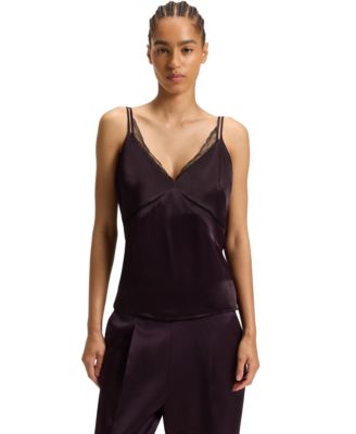 BOSS by Women's Satin Lace Trim Camisole Top