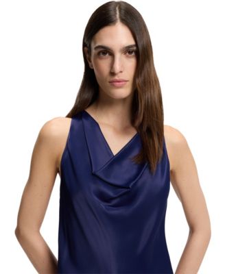 BOSS by Women's Satin Draped Neckline Sleeveless Top