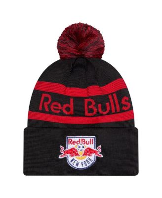 Men's Black New York Red Bulls 2026 Jersey Hook Cuffed with Pom Knit Hat