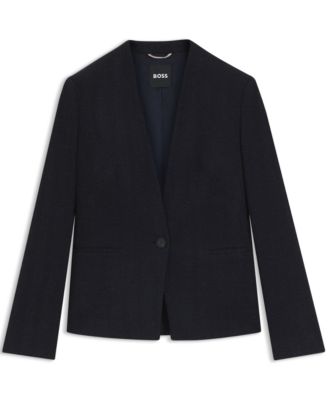 BOSS by Women's Crease-Resistant Herringbone Regular-Fit Blazer