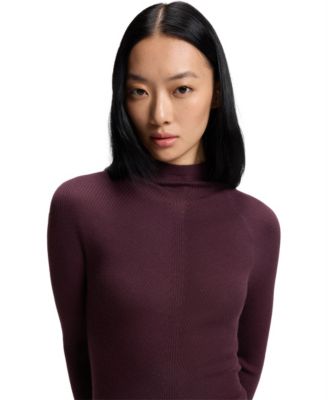 BOSS by Women's Merino Wool Mock-Neck Sweater