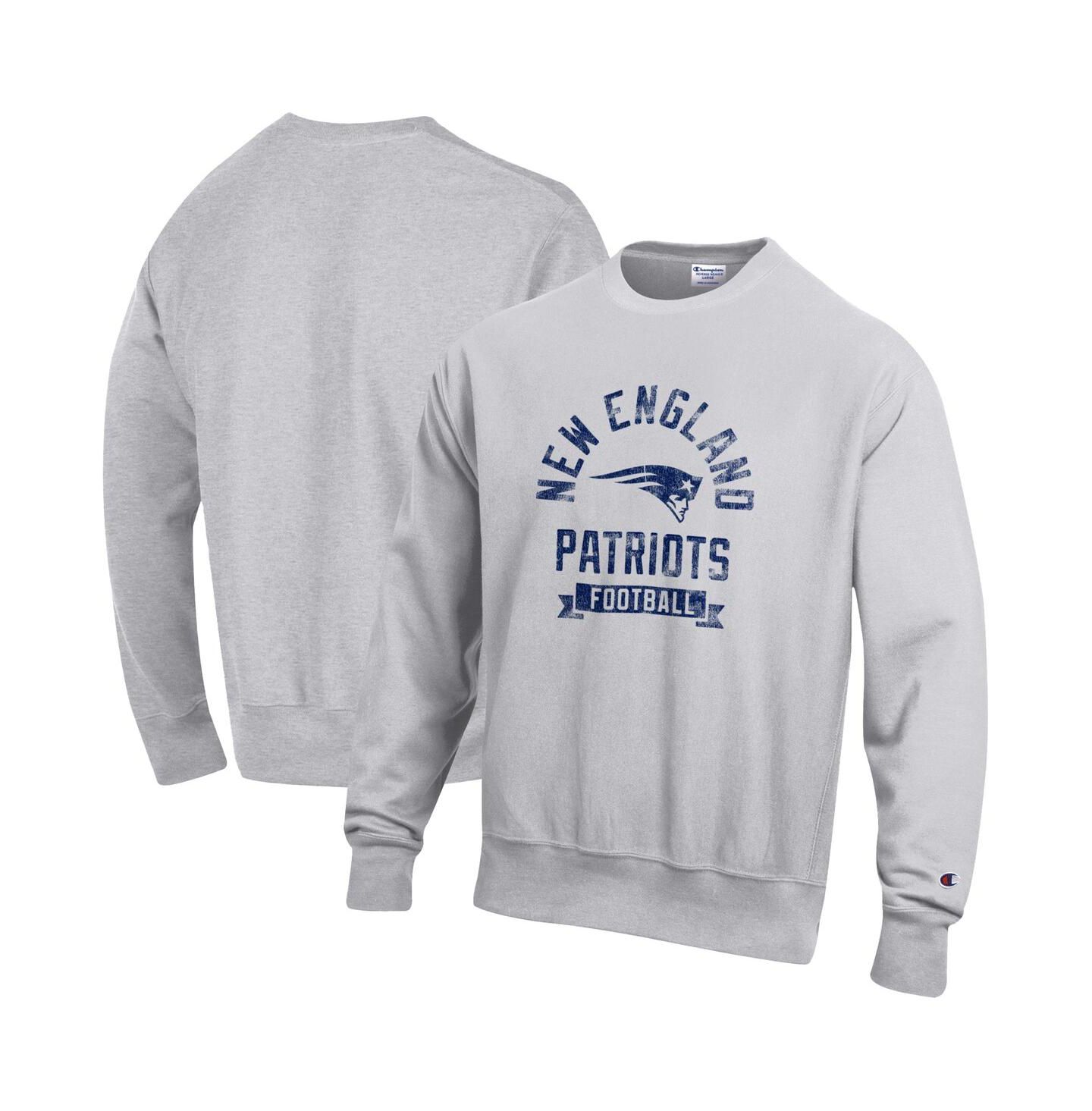 Мужская толстовка Champion Heather Gray New England Patriots Reverse Weave Fleece Pullover — фото 1