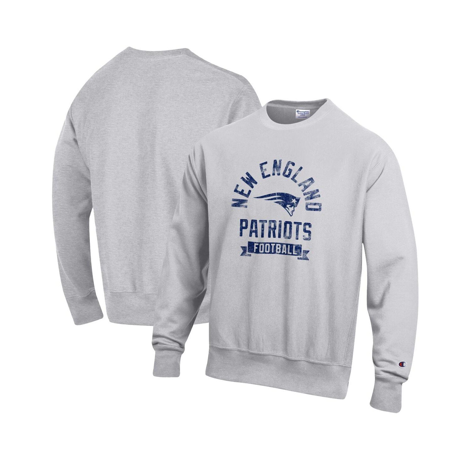 Men's Heather Gray New England Patriots Reverse Weave Fleece Pullover Sweatshirt