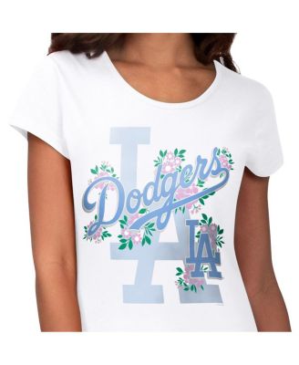 Women's White Los Angeles Dodgers Floral Endzone T-Shirt