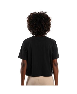 Women's Black Philadelphia Phillies Rhinestone Sprinkle Boxy Cropped T-Shirt