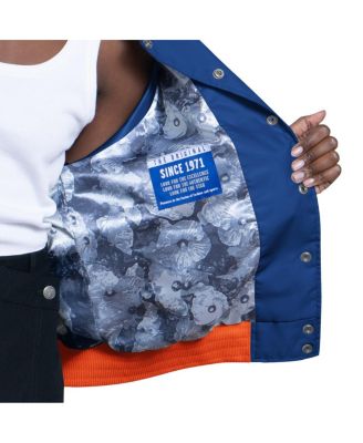 Women's Blue/White Denver Broncos Raglan Blitz Full-Snap Varsity Jacket