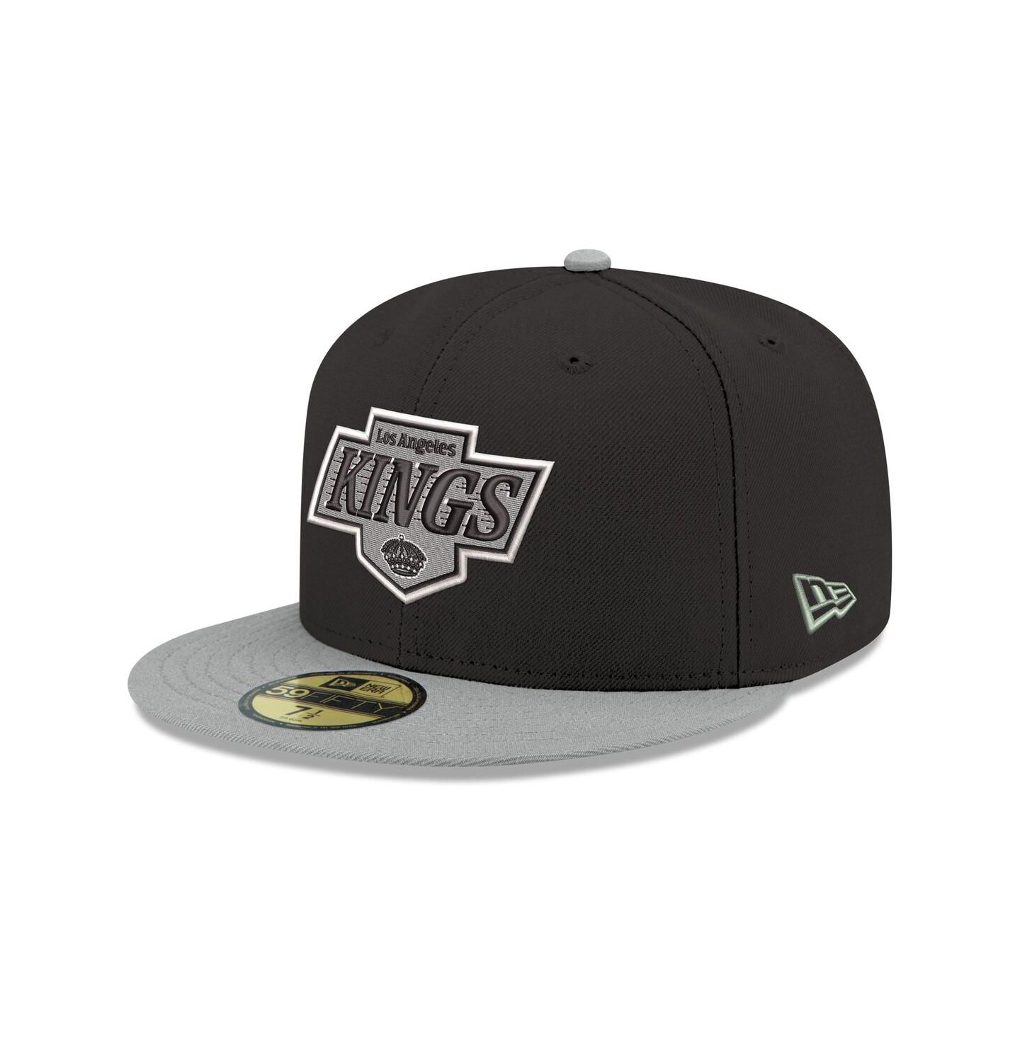 Мужская кепка New Era Black Los Angeles Kings Core Logo Two-Tone 59FIFTY Fitted Hat — фото 1