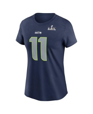 Women's Jaxon Smith-Njigba College Navy Seattle Seahawks Super Bowl LX Patch Name & Number T-Shirt