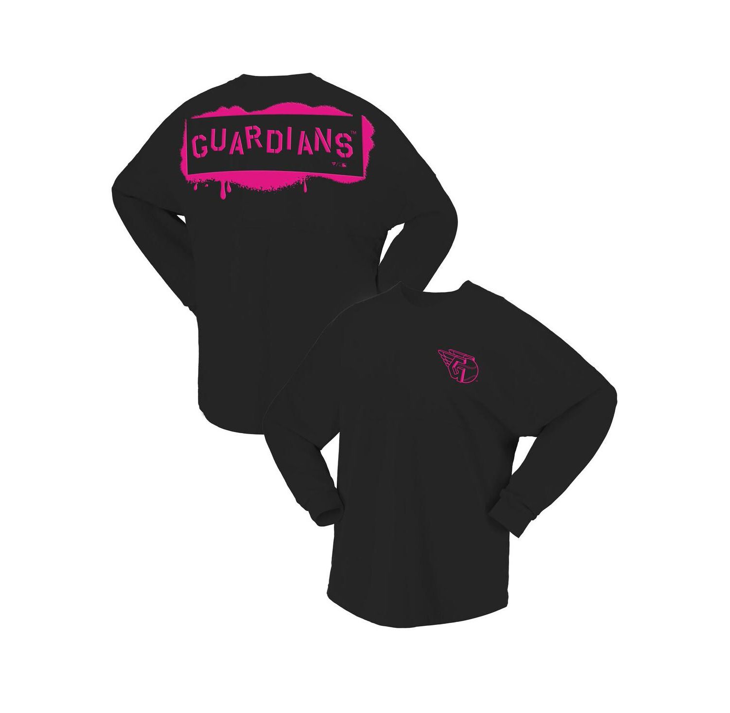 Women's Black Cleveland Guardians Neon Jersey Long Sleeve T-Shirt