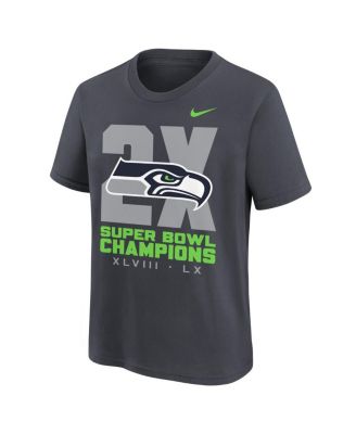 Big Boys and Girls Anthracite Seattle Seahawks Two-Time Super Bowl Champions Multi-Champs T-Shirt