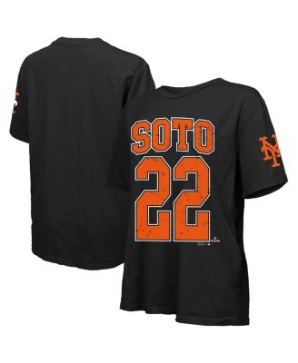 Women's Juan Soto Black New York Mets Oversized Name & Number T-Shirt