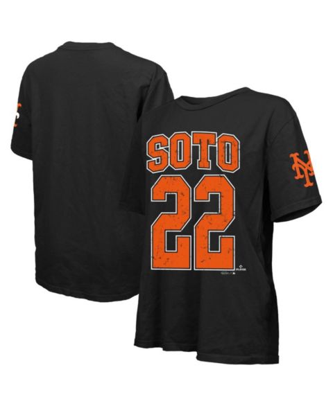Женская футболка Majestic Threads Juan Soto Black New York Mets Oversized Name & Number