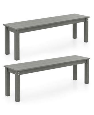 2PCS 55'' HDPE Outdoor Bench Weatherproof Backless Patio Garden Bench