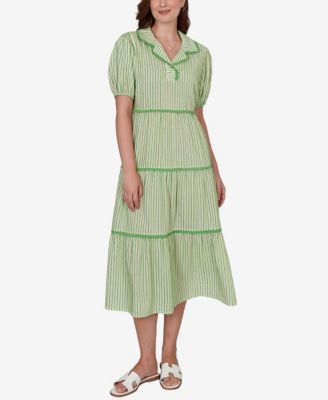 Petite Textured Stripe Tiered Maxi Dress