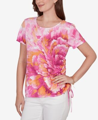Petite Bold Watercolor Floral Knit T-Shirt