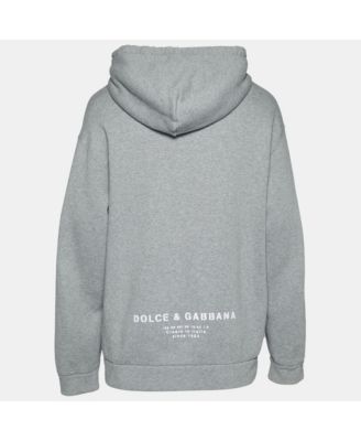 Men's Pre-Owned Dolce and Gabbana Grey Graffiti Logo Print Jersey Hoodie