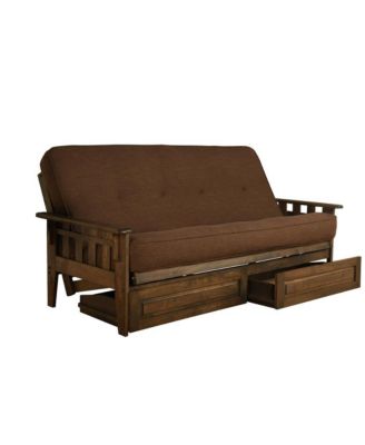 Tucson Frame-Rustic Walnut Finish-Linen Cocoa Mattress-Storage Drawers
