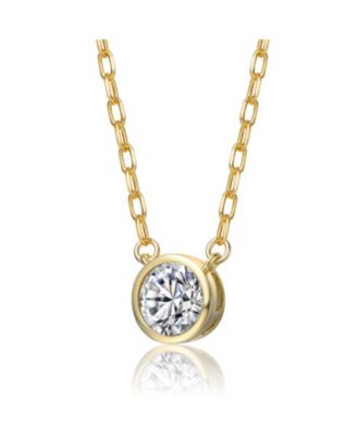 Dainty Round CZ Bezel-Set Minimalist Pendant Necklace