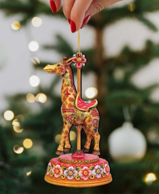 Tiger, Santa, Giraffe Christmas Carousel Holiday Ornaments