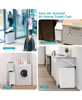 8 Gallon Slim Stainless Steel Kitchen Trash Can with Step Pedal and Soft Close Lid