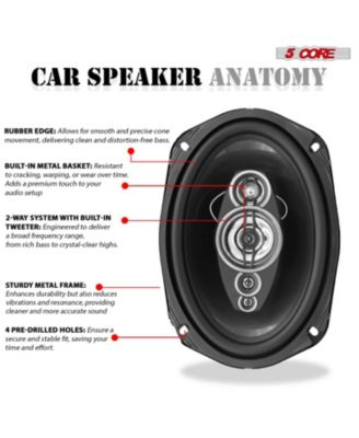 5Core 6x9 Car Speaker 4Pcs 800W 4Ohm 2 Way Coaxial Speaker Audio w Super Tweeter Fit for Vehicle