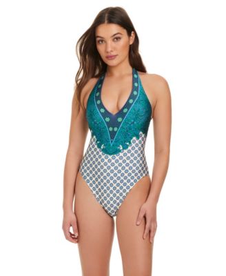 Women's V-Neck Printed V-Neck One-Piece Swimsuit