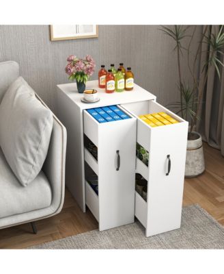 3 Tier Wooden Floor Standing Bookcase with Slide-Out Drawer and Dustproof Mobile File Cabinet, Hidden Storage for Living Room, Office