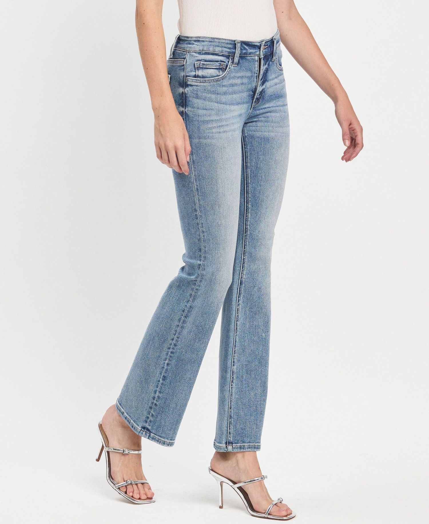 Women's Mid Rise Full Length Bootcut Jeans