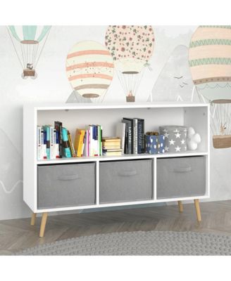 Kids Bookcase and Bookshelf, Toy Storage Cabinet Organizer with 3 Collapsible Fabric Drawers for Playroom, Living Room