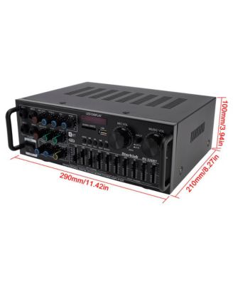 800W Bluetooth Stereo Amplifier, 2.1 Channel Home Audio with Karaoke, USB/SD & FM Radio