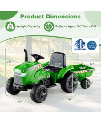 12V 2 in 1 Kids Ride On Tractor with Trailer and 3-Gear Shift