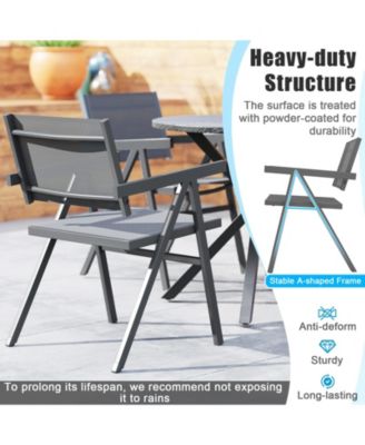 Patio Chairs Set of 4 w/Breathable Fabric Seat & Tilt Backrest Comfy Armrest